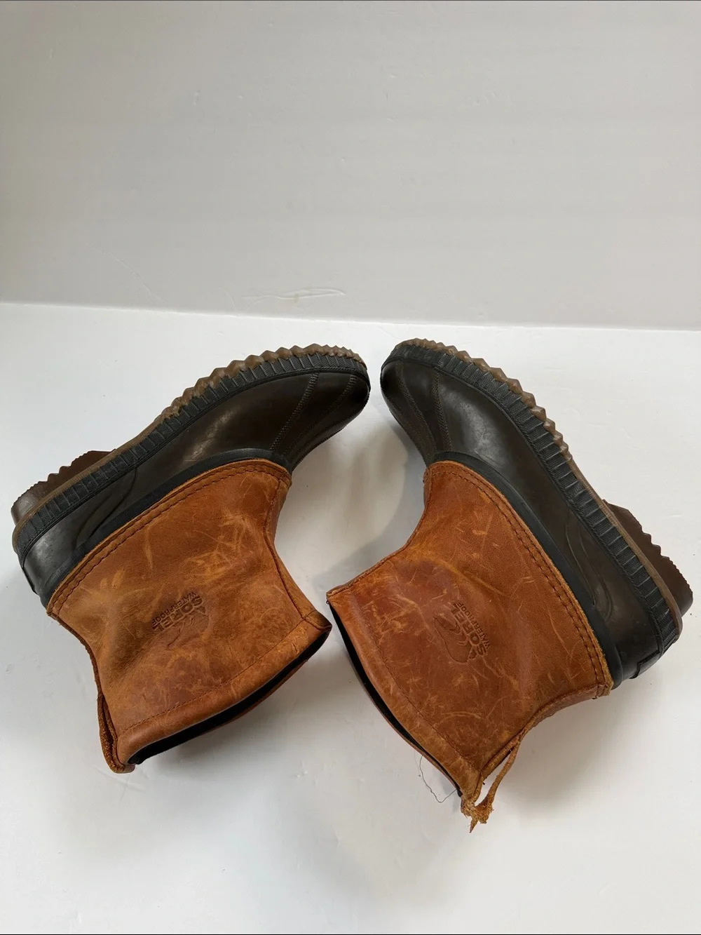 Sorel Men’s Brown Leather and Black Rubber Waterproof Boots